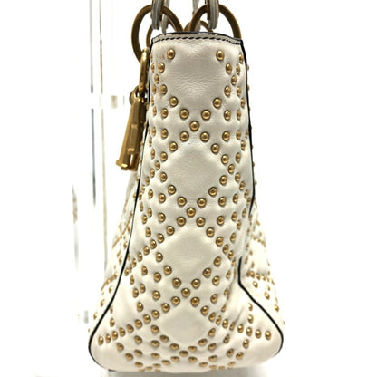 Christian Dior Lady Dior White Leather Handbag Tote Bag Rovelle Bags