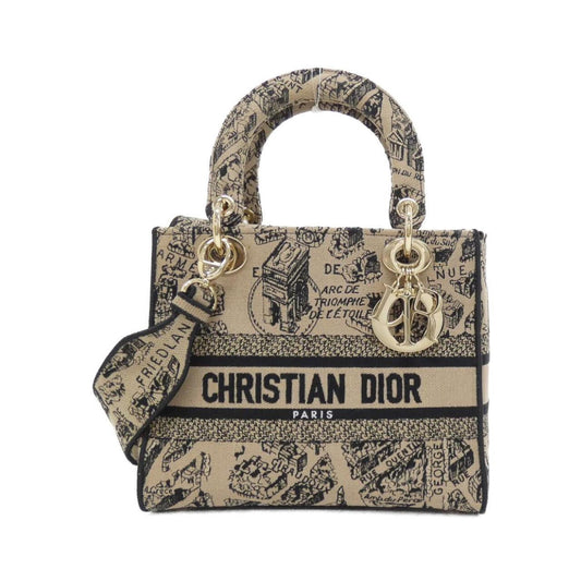 Christian Dior Beige Black Canvas Handbag Canvas Rovelle Bags