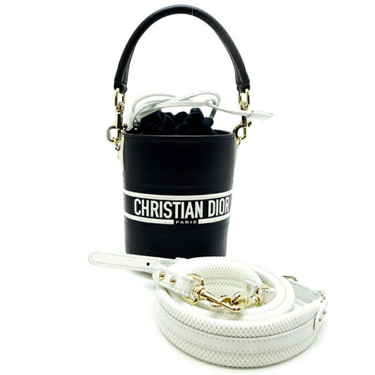 Christian Dior Navy White Leather Shoulder Bag Style 3 Rovelle Bags