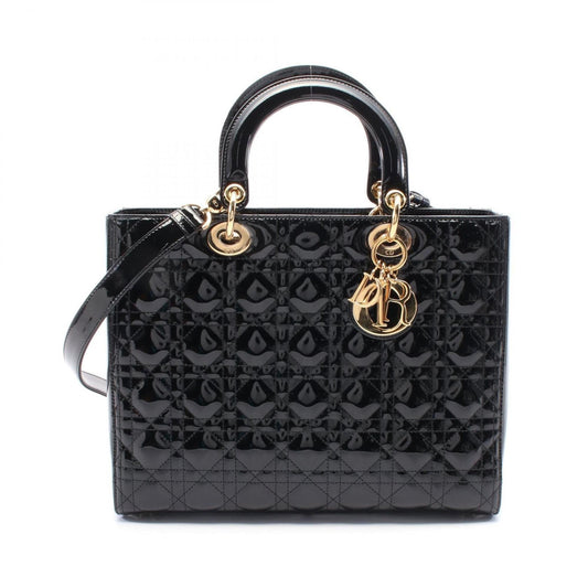 Christian Dior Black Patent Leather Handbag Rovelle Bags