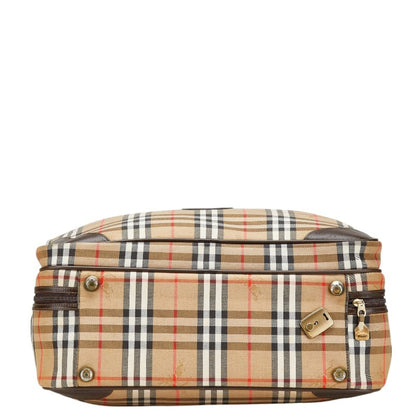 Burberry Beige Brown Canvas Leather Boston Bag Shoulder Bag ( )