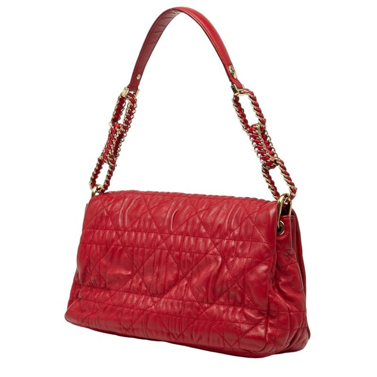 Christian Dior Red Color Leather Handbag Shoulder Bag Leather Rovelle Bags