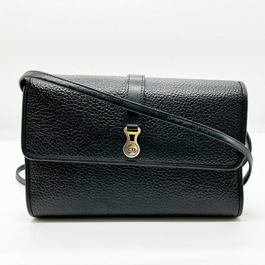 Christian Dior Black Leather Pochette Shoulder Bag Leather Rovelle Bags