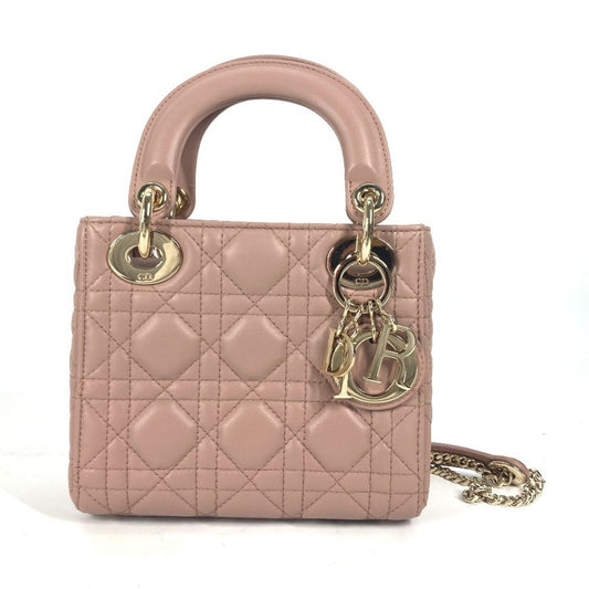 Christian Dior Pink Beige Leather Handbag Shoulder Bag Leather Rovelle Bags