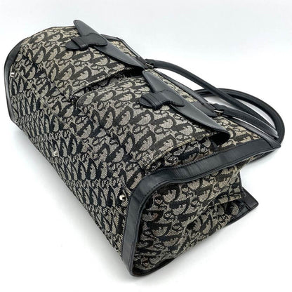 Christian Dior Black Canvas Leather Handbag Tote Bag Leather Rovelle Bags
