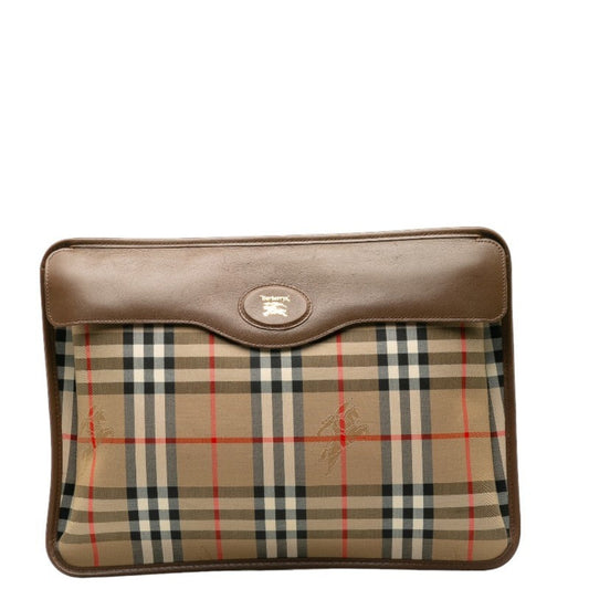 Burberry Beige Canvas Leather Clutch Bag ( )