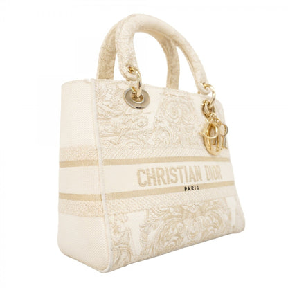 Christian Dior Gold White Canvas Handbag Rovelle Bags