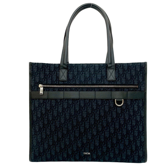 Christian Dior Black Canvas Leather Tote Bag Leather Rovelle Bags