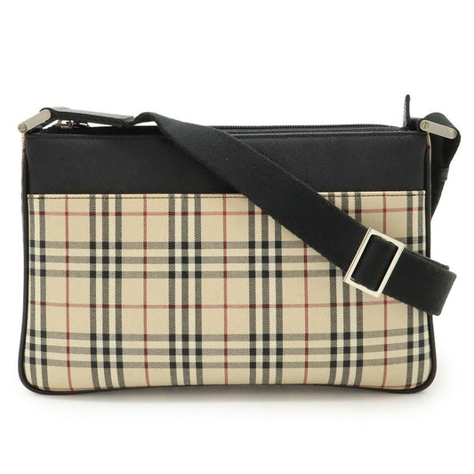 Burberry Beige Black Canvas Shoulder Bag ( )