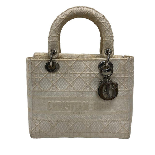 Christian Dior Lady Dior White Canvas Handbag Rovelle Bags