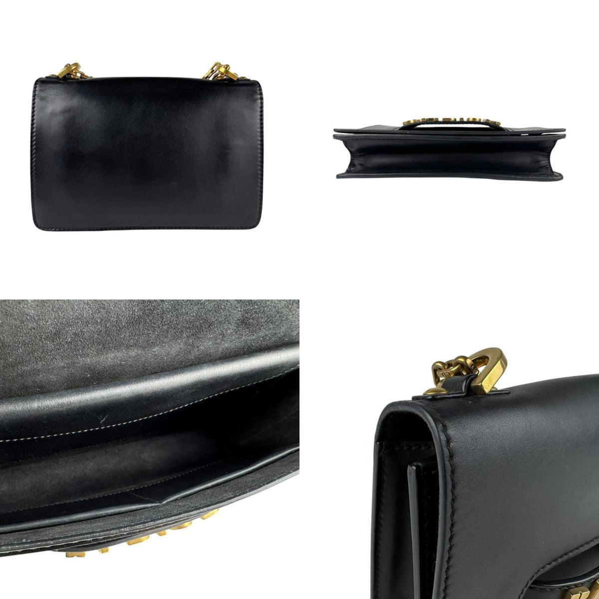 Christian Dior Black Gold Leather Metal Shoulder Bag Rovelle Bags