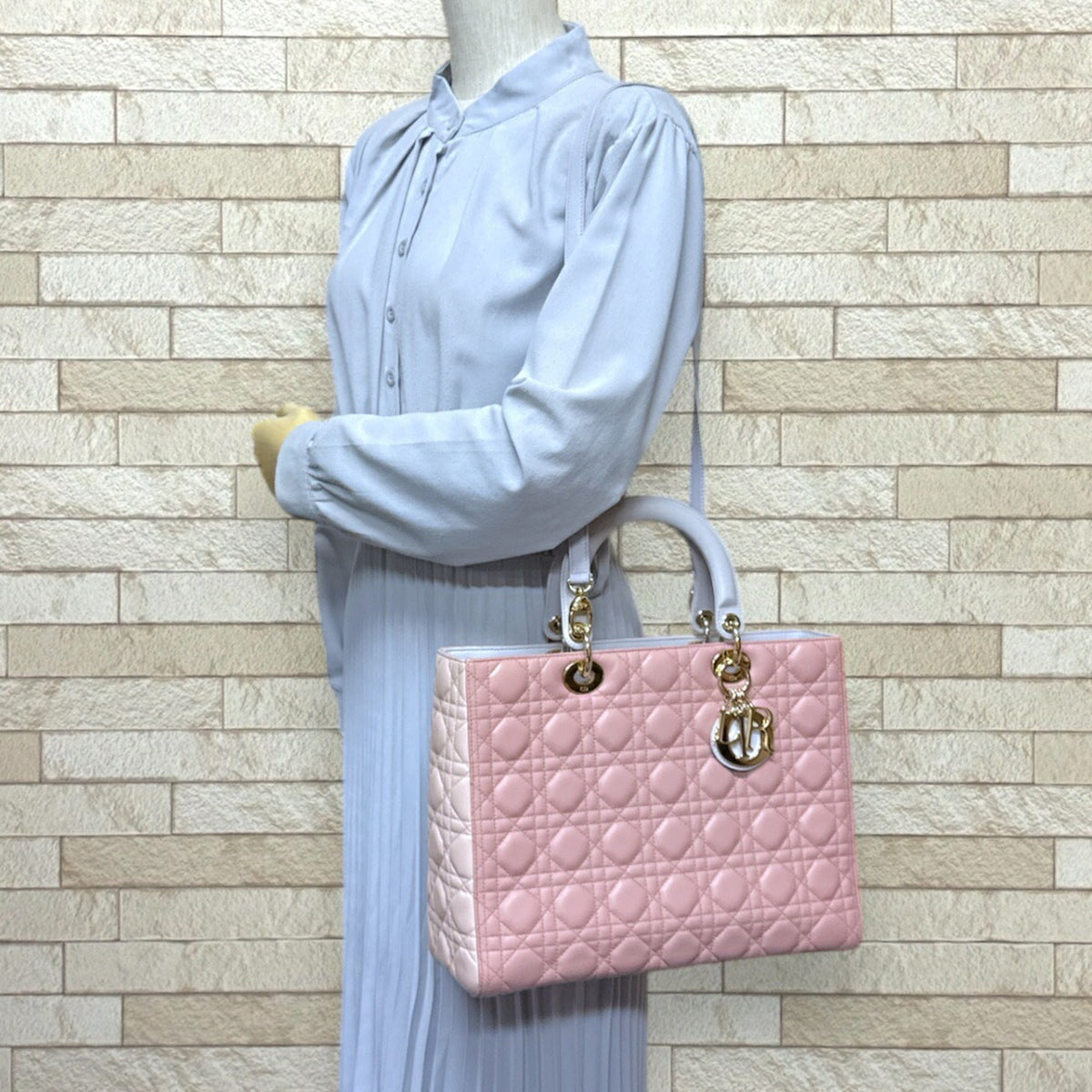 Christian Dior Gray Pink Leather Shoulder Bag Rovelle Bags