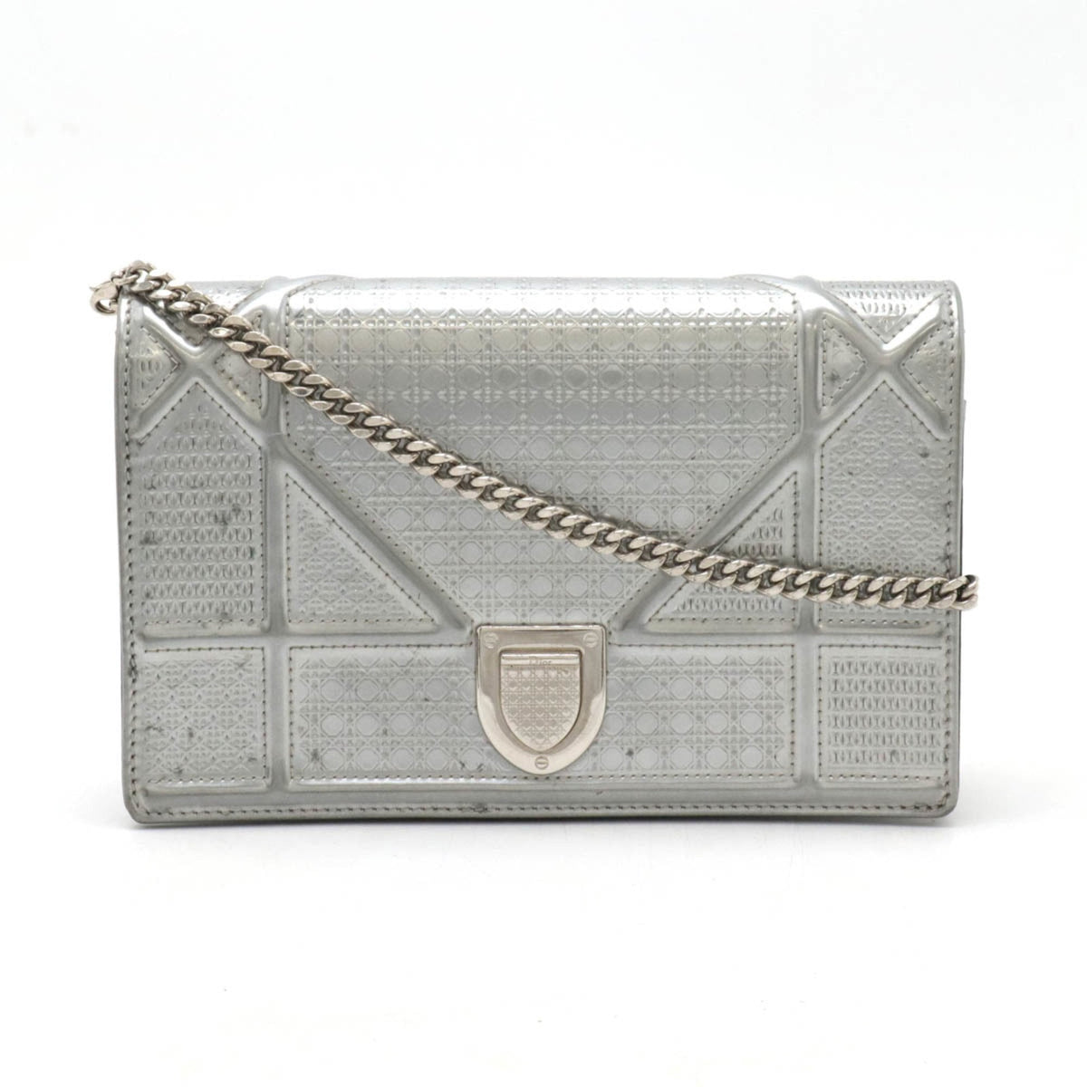 Christian Dior Silver Patent Leather Clutch Bag Pochette Rovelle Bags