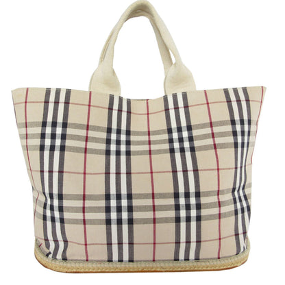 Burberry Beige Multi-Color Canvas Rubber Handbag Tote Bag ( )