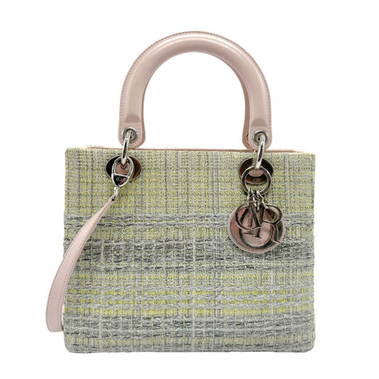 Christian Dior Silver Tweed Leather Handbag Shoulder Bag Rovelle Bags