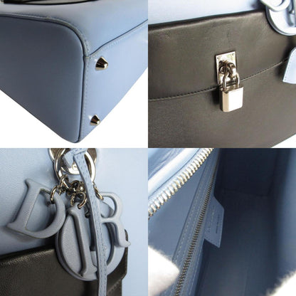 Christian Dior Black Light Blue White Leather Handbag Shoulder Bag Rovelle Bags