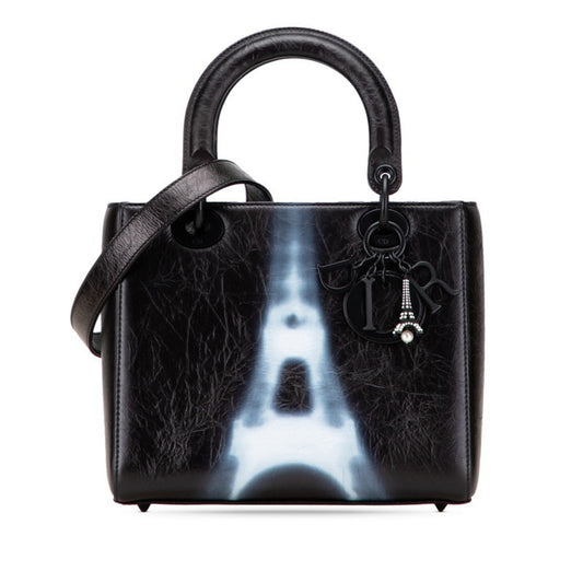 Christian Dior Lady Dior Black White Pvc Leather Handbag Shoulder Bag Rovelle Bags