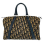 Christian Dior Trotter Beige Navy Canvas Leather Boston Bag Handbag Leather Rovelle Bags