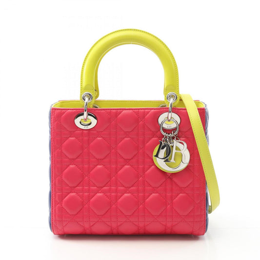 Christian Dior Blue Pink Yellow Leather Handbag Rovelle Bags