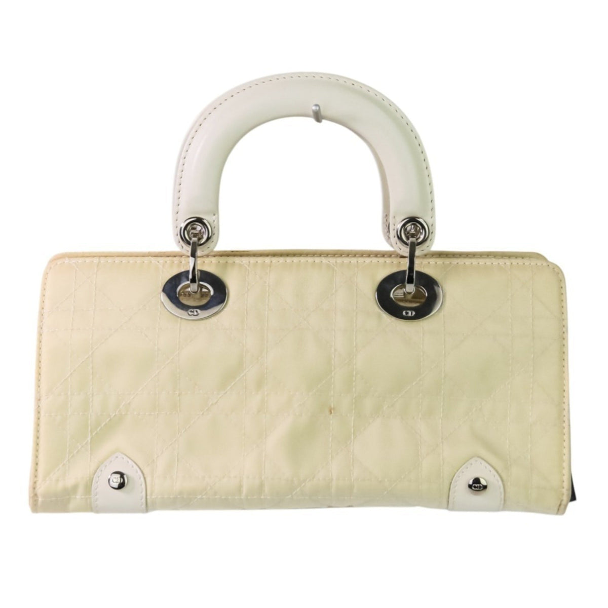 Christian Dior Off-White Nylon Leather Handbag Rovelle Bags