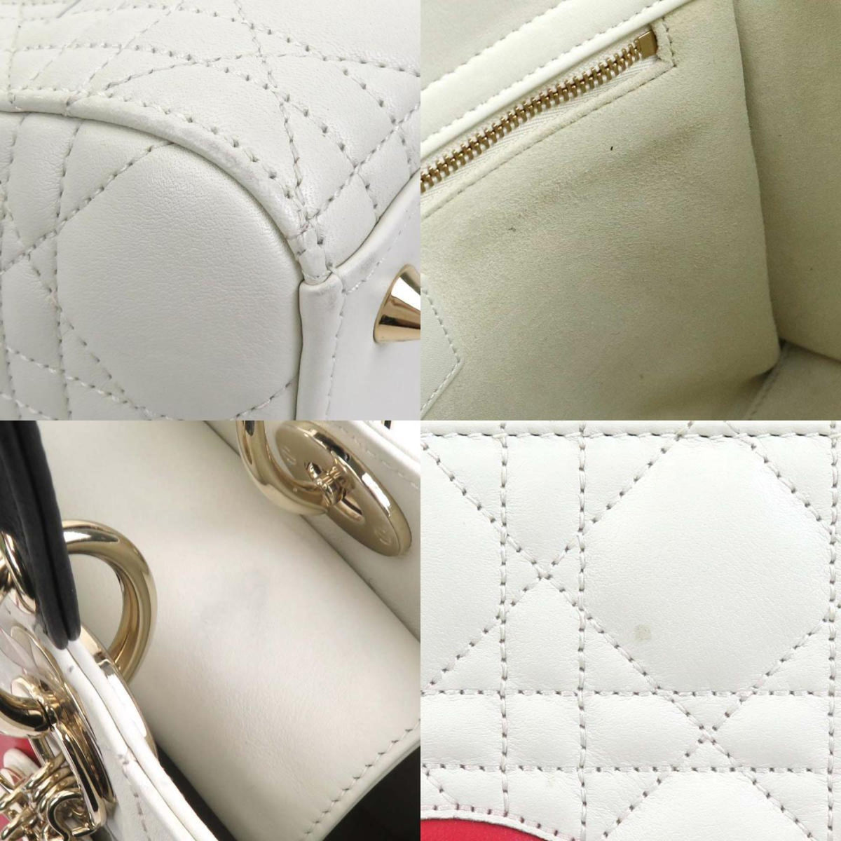 Christian Dior Black Red Color White Leather Handbag Shoulder Bag Rovelle Bags
