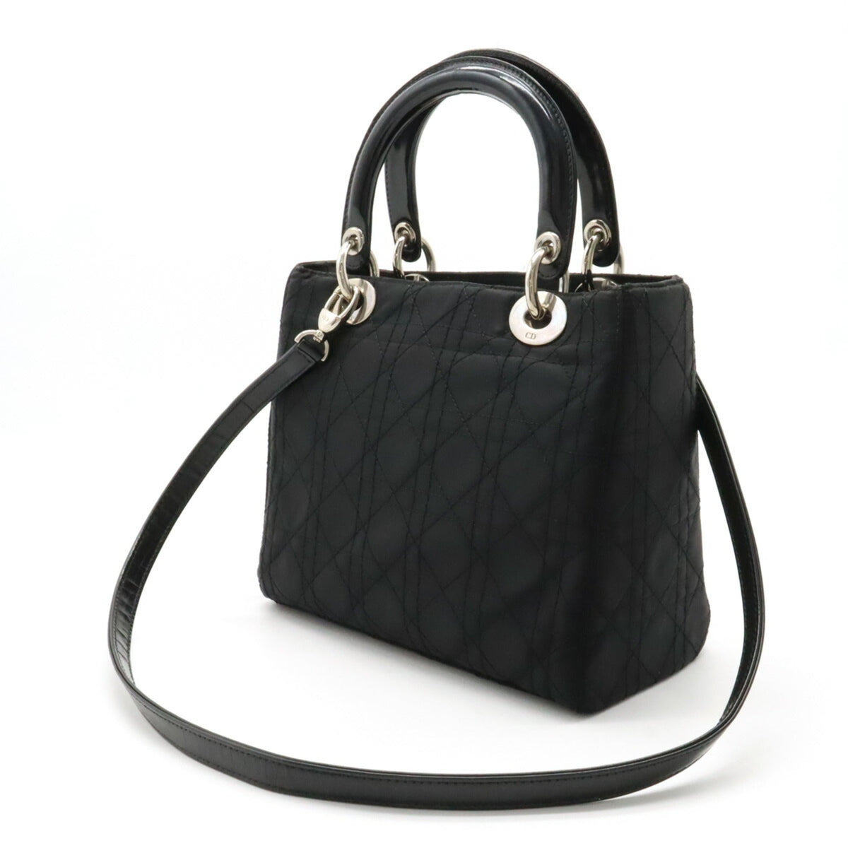 Christian Dior Lady Dior Black Nylon Handbag Shoulder Bag Rovelle Bags