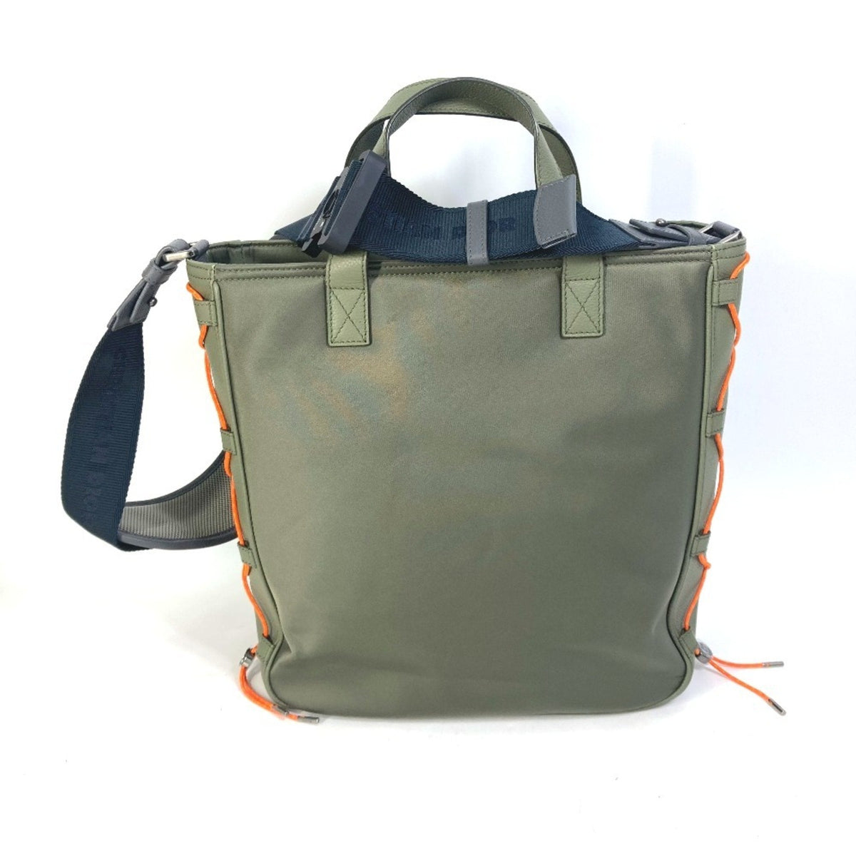Christian Dior Khaki Orange Nylon Leather Shoulder Bag Tote Bag Rovelle Bags