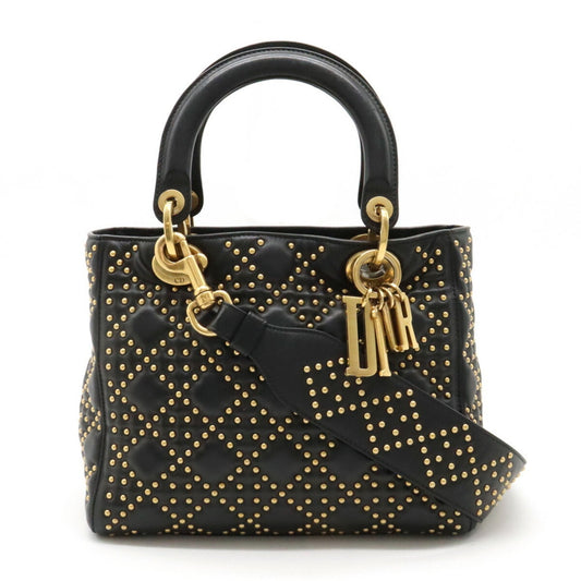 Christian Dior Lady Dior Black Leather Handbag Shoulder Bag Style 2 Rovelle Bags