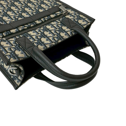Christian Dior Black Navy Leather Canvas Handbag Shoulder Bag Rovelle Bags
