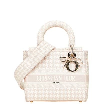 Christian Dior Lady Dior Pink White Canvas Handbag Shoulder Bag Rovelle Bags