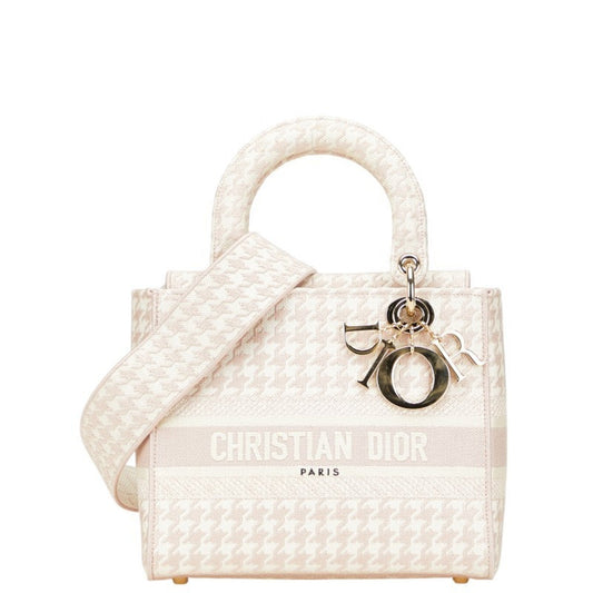 Christian Dior Lady Dior Pink White Canvas Handbag Shoulder Bag Rovelle Bags