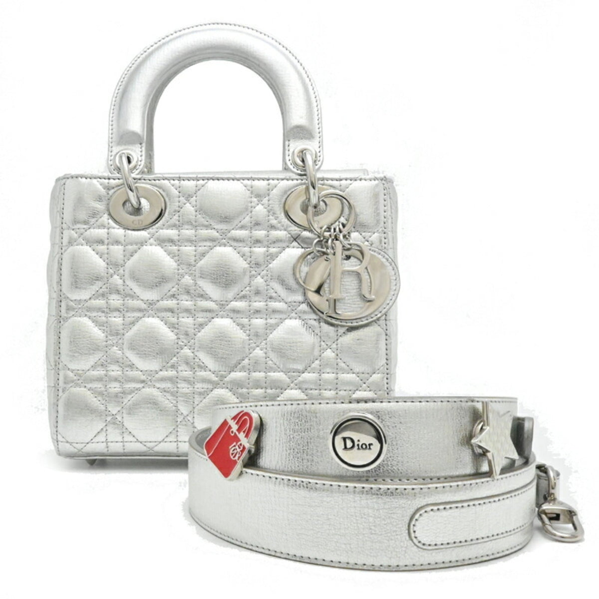 Christian Dior Silver Leather Handbag Rovelle Bags