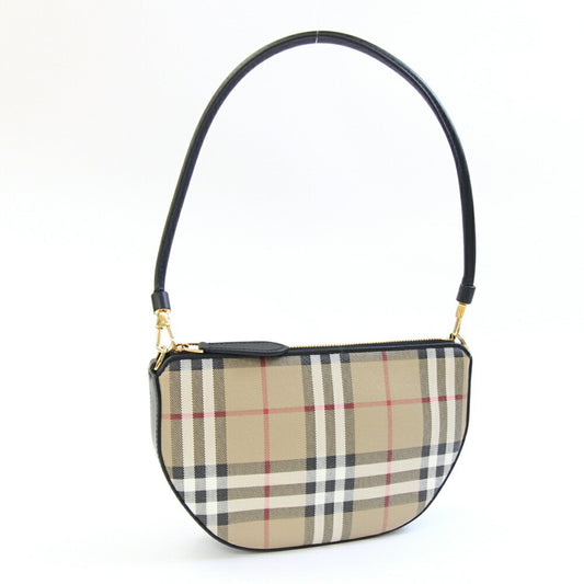 Burberry Beige Black Pvc Leather Clutch Bag Pouch ( )