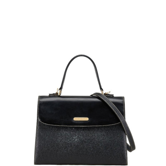 Burberry Black Leather Handbag Shoulder Bag ( )