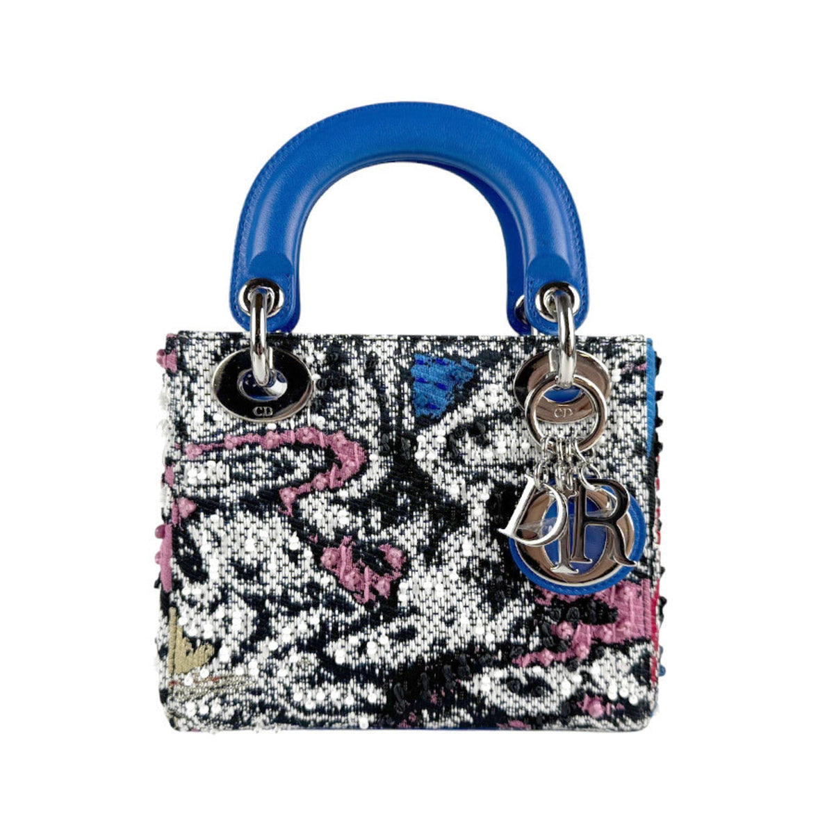 Christian Dior Black Blue Tweed Leather Handbag Shoulder Bag Rovelle Bags