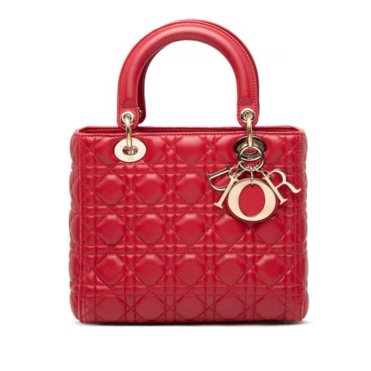 Christian Dior Lady Dior Red Color Leather Handbag Rovelle Bags