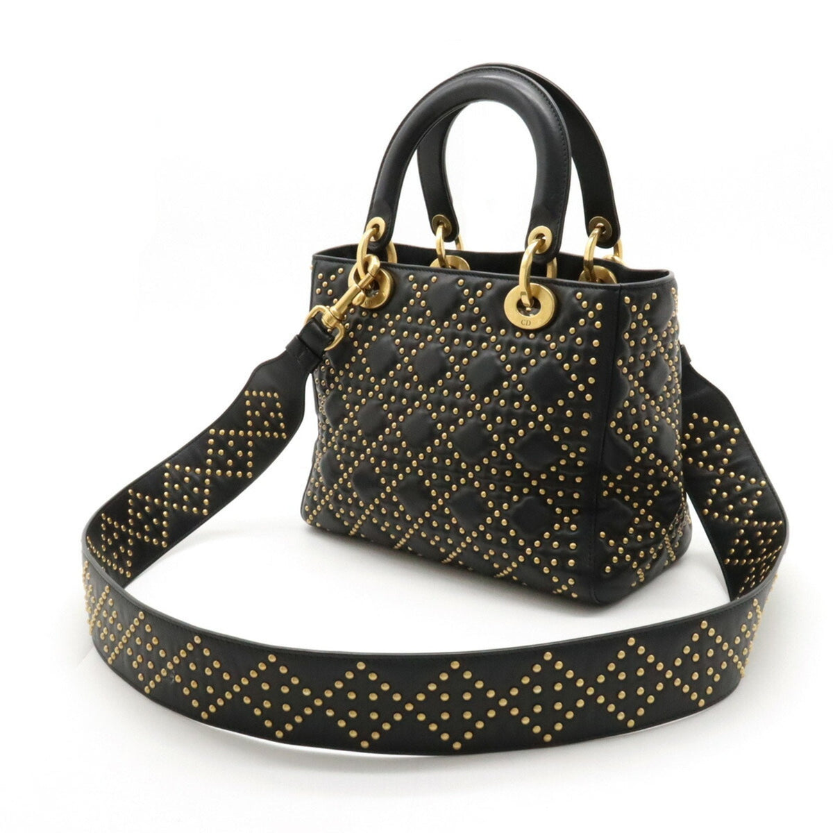 Christian Dior Lady Dior Black Leather Handbag Shoulder Bag Style 2 Rovelle Bags