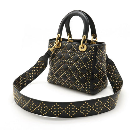 Christian Dior Lady Dior Black Leather Handbag Shoulder Bag Style 2 Rovelle Bags