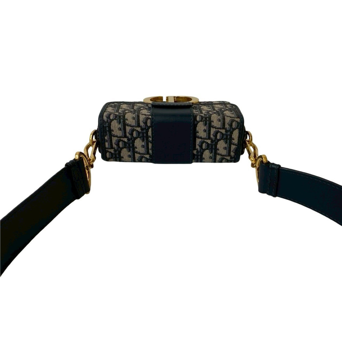 Christian Dior Navy Leather Canvas Shoulder Bag Rovelle Bags