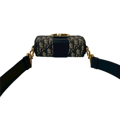 Christian Dior Navy Leather Canvas Shoulder Bag Rovelle Bags
