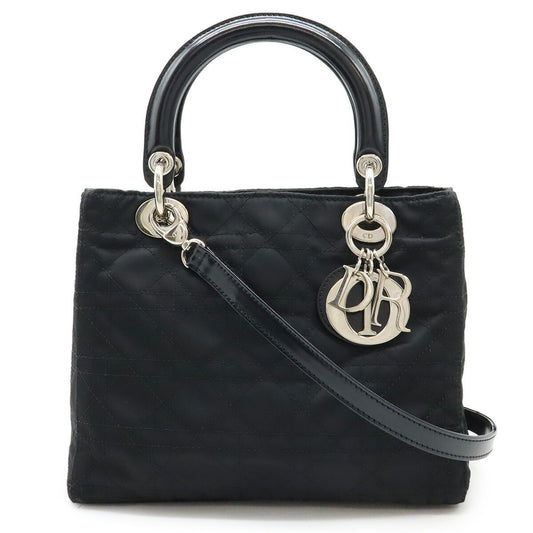 Christian Dior Black Nylon Leather Handbag Tote Bag Rovelle Bags
