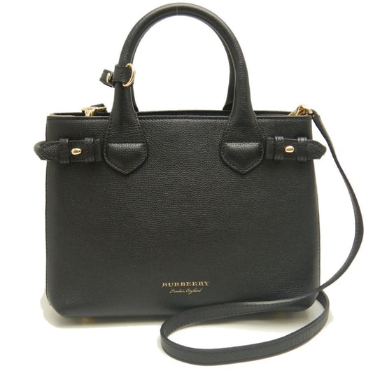Burberry Black Leather Canvas Handbag ( )