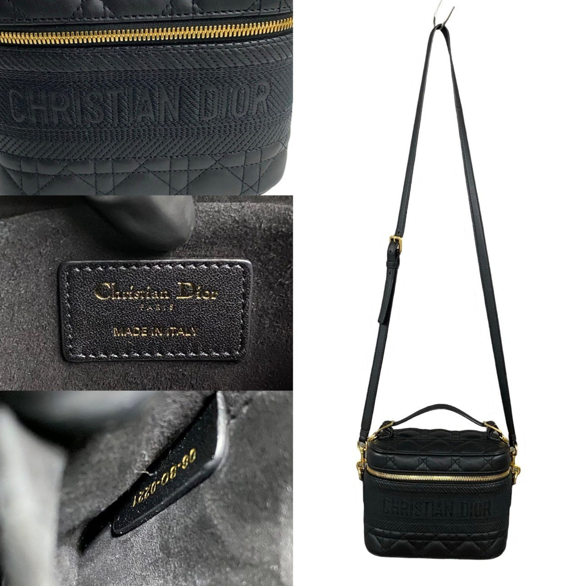 Christian Dior Black Leather Handbag Shoulder Bag Vanity Bag Rovelle Bags