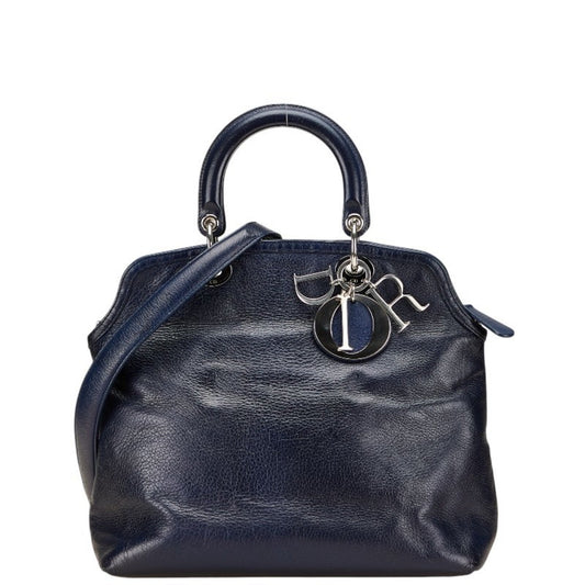 Christian Dior Navy Leather Handbag Shoulder Bag Rovelle Bags