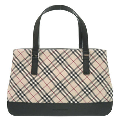 Burberry Beige Black Nylon Canvas Leather Handbag ( )