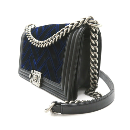 Chanel Boy Chanel Chain Shoulder Bag, Lambskin (Sheepskin), Women's, Navy, Black Rovelle Bags