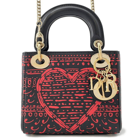 Christian Dior Black Red Color Leather Handbag Rovelle Bags