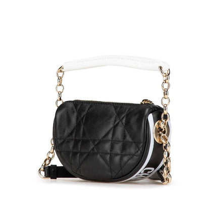 Christian Dior Black White Leather Handbag Shoulder Bag Leather Rovelle Bags
