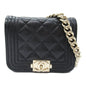 Chanel Boy Chanel Chain Pochette Shoulder Bag Black Caviar Skin (Grained Calf) Rovelle Bags