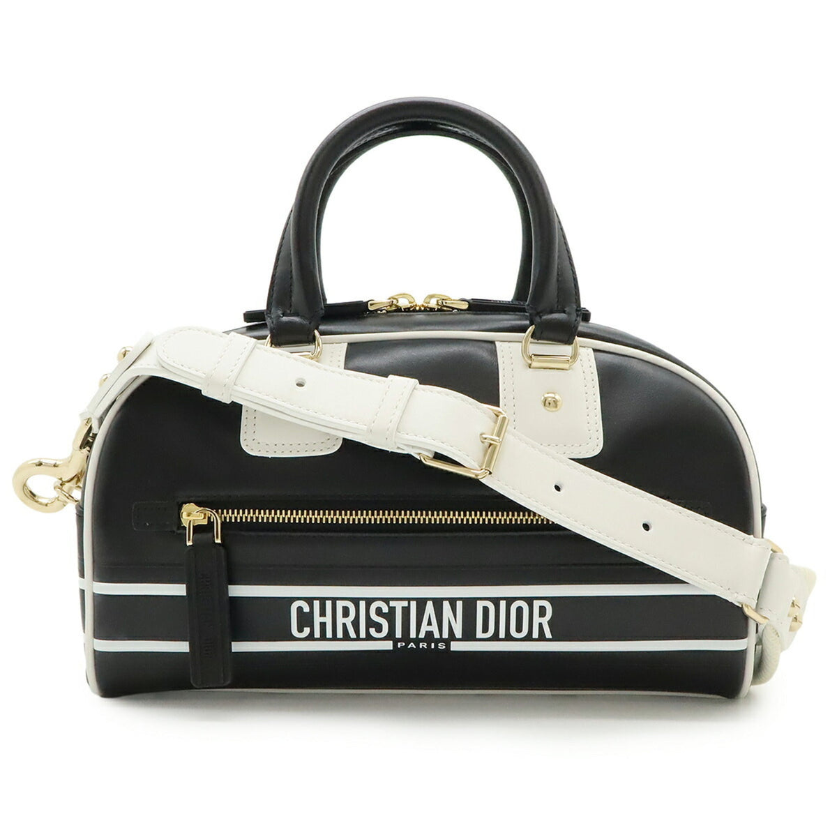 Christian Dior Black White Leather Rubber Handbag Shoulder Bag Rovelle Bags